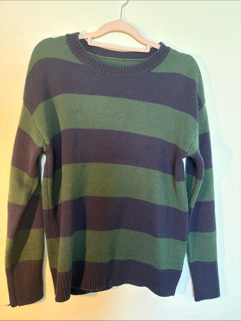 Striped Crewneck Sweater - Green & Navy